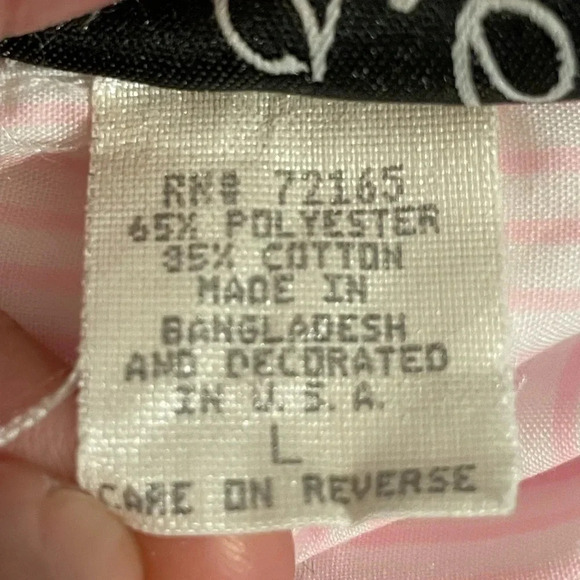 Vintage P.G.B Pink Stripe Embroidery Floral Bird Print Women Large Novelty - Picture 8 of 9